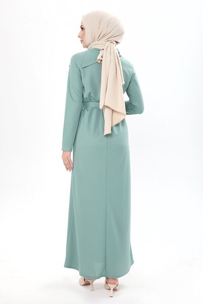 TOFİSA Zelené dámské šaty s dvouřadým límečkem - 13080