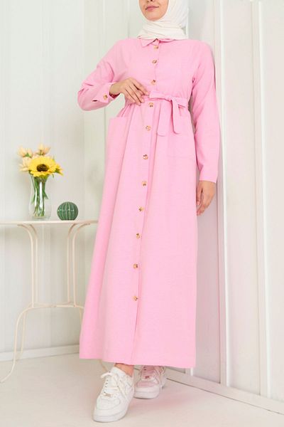 TOFİSA Rosa, schlichtes Damenkleid mit Hemdkragen - 11425
