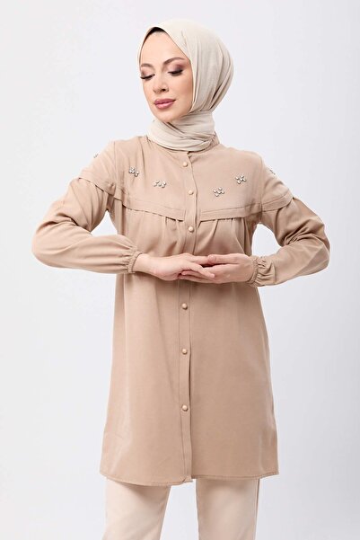 TOFİSA 10766-Beige Tunic