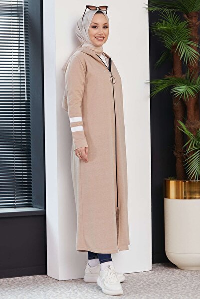 TOFİSA Beige Women's Ferace - Plain Medium Model - 3521