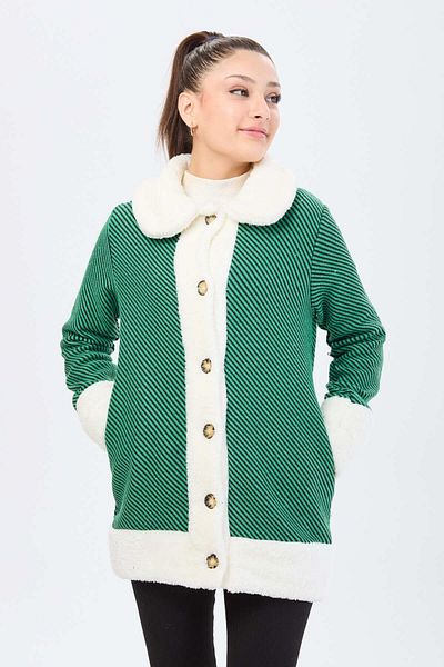 TOFİSA Green Women's Straight Jacket Collar - 13095