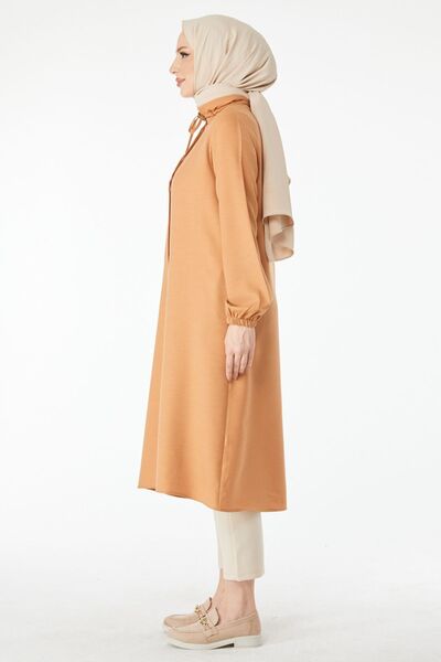 TOFİSA Dámská opálená tunika – jednoduchý košilový límec, krajka s detaily – 24513