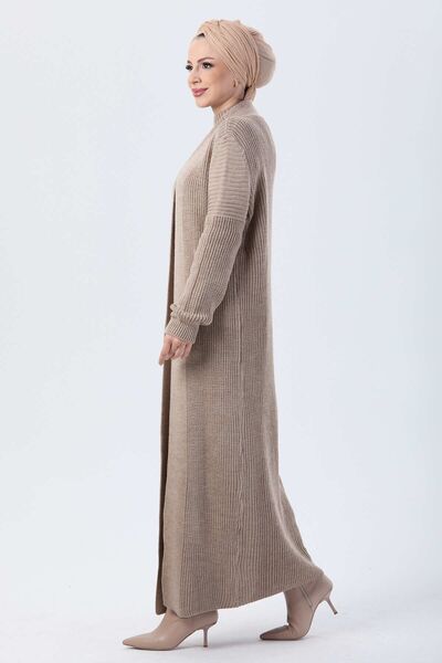 TOFİSA Plain Half Turtleneck Women's Mink Knitwear Double Set - 24007