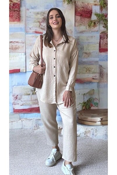 Entropy Gömlekli Ayrobin İkili Keten Takım - Krem