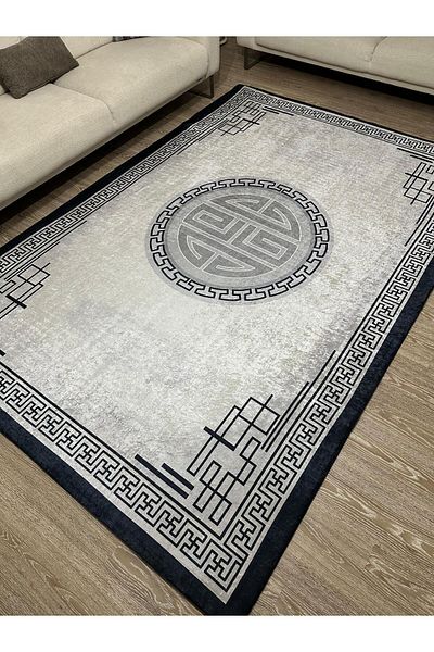 MODKLAS Compass Digital Printed Spongeless Carpet Cover - Elastic and Washable - 6m2 200x300 Cm