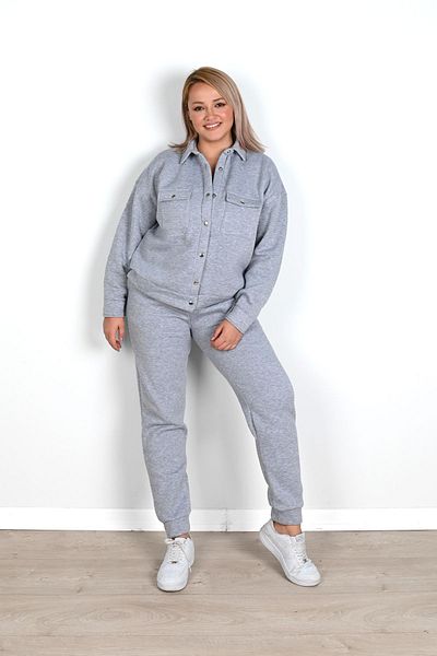 Koza Butik Γυναικείο Σετ αθλητικής φόρμας Polo γιακά μεγάλου μεγέθους 8045-24