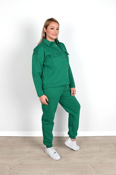 Koza Butik Γυναικείο Σετ αθλητικής φόρμας Polo γιακά μεγάλου μεγέθους 8045-24