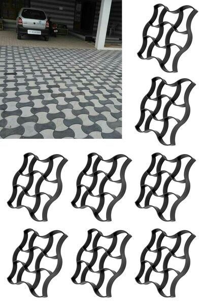 Taşmatik Bahçe Taş Kalıbı Parke Taşı Kalıp Zemin Kaplama Kalıbı 49x49 Cm 8 Adet