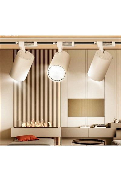 Led Pasajı White Case And Daylight 6 Pieces 360 Degree Rotating LED Rail Spot Lamp 2 Pieces 1 Meter Rail Luminaire