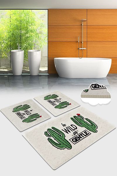 Chilai Home Απαλό σετ χαλιών μπάνιου με 3 αντιολισθητικές βάσεις Σετ καθίσματος τουαλέτας Djtbanyo