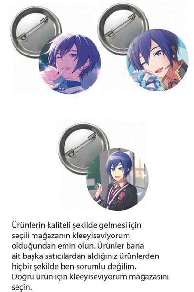 kleeyiseviyorum Hatsune Miku Pjsekai Project Sekai Colorful Anime Buton Rozet 3 Adet 37mm KAITO
