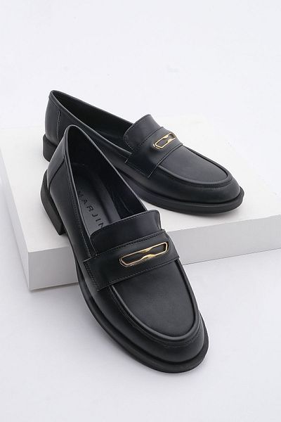 Marjin Damen-Loafer-Freizeitschuhe mit Schnalle Cesar Schwarz