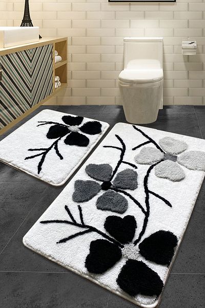 Chilai Home Σετ 2 Γκρι Μωβ - 60x100 cm και 50x60 cm Σετ χαλιών μπάνιου, ακρυλικό