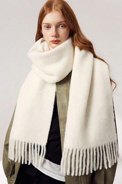 BAHELS Ecru Colored Imported Puffy Soft Textured Square Patterned Shoulder Shawl
