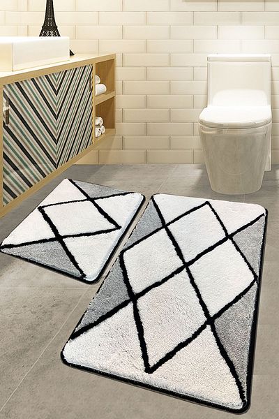 Chilai Home Gowy Gray 2-Piece Acrylic Bathroom Rug Set
