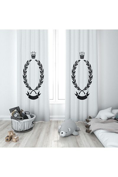 Lolla White Background Crowned Background Curtain 173
