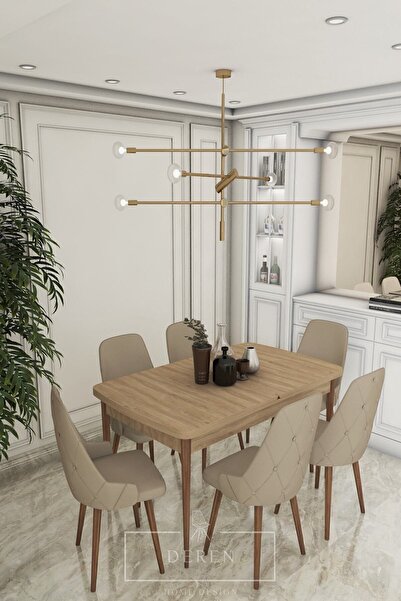 DEREN HOME Prestij Mutfak Ve Salon Yemek Masası Takımı 6 Adet Cappucino Sandalye