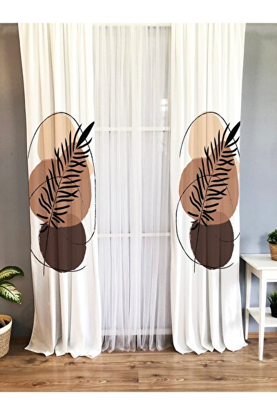 Evmila Yaprak Desenli Bebek Ve Çocuk Odası Tek Kanat Fon Perde - Beyaz