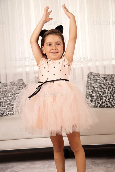 QUESHMA Bebeluș Fetă Copil Prințesă Rochie Tutu Pufoasă Buline Mânecă Scurtă Licra flexibilă
