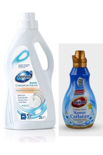 Vatan SIVI ÇAMAŞIR DETERJANI BEYAZLAR 2LT - KOMŞU ÇATLATAN YUMUŞATICI 1440 ML