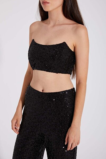 ONE8 Balenli Sırtı Gipeli Pul Payetli Astarlı Crop Büstiyer