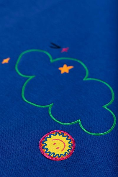 BEETLEBEEZ Kids Unisex Crew Neck Embroidered Sweatshirt - Saks Blue
