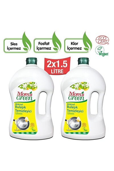 Mom's Green 2'li Set - Bitkisel Elde Bulaşık Temizleyici Limonlu ( 1,5 Litre X 2 Adet )