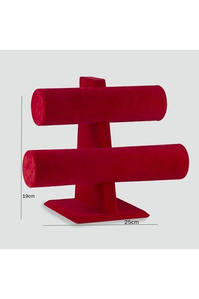 Stil Kutu Double Bracelet and Bracelet Stand Red Suede