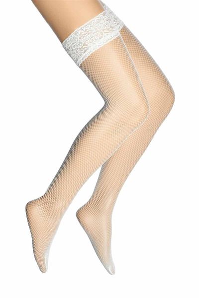 Dore Ecru Silicone Red Mesh - Garter Γυναικείες κάλτσες