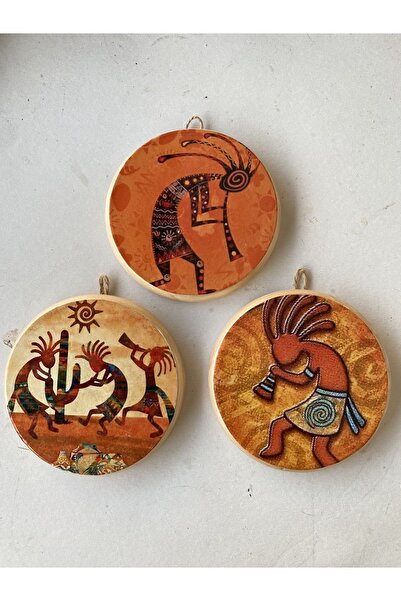 ZeyMin Art Kokopelli 3lü Duvar Süsü