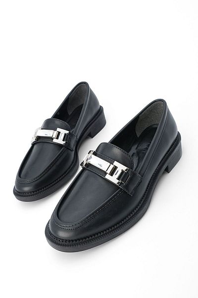 Marjin Damen Loafer mit Schmucksteinen und Schnalle, Freizeitschuhe Hosre Schwarz