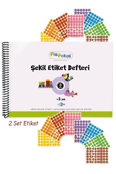 piapolya 8 Shapes| 8 Colors| 2 Sets of Labels, Shape Label Book and Labels| Preschool Notebook