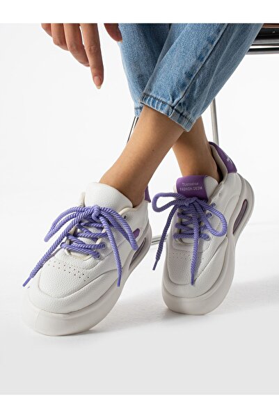 Alemdar Shoes NİKO Beyaz-Lila Kadın Sneakers