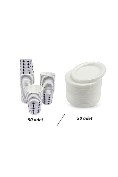 Anı Paper Cup 50 Pieces, Foam Plate Small Size 50 Pieces