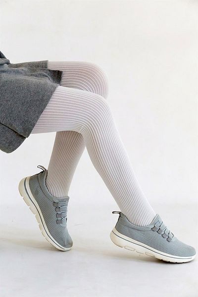 Daymod Κοριτσίστικο Beach White Ribbed Χοντρό καλσόν μους