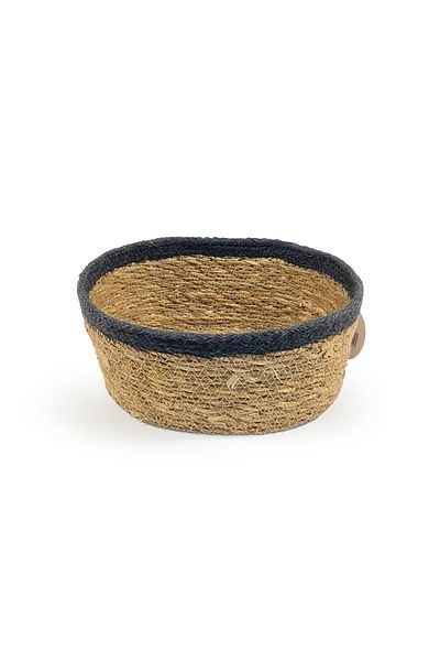 sever ithalat Beige Colored Rustic Basket - Oval Shaped Decorative Basket Knitted from Natural Materials