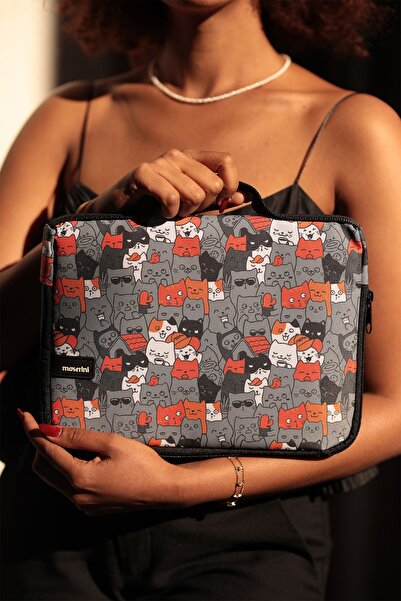 Moserini Samsung Galaxy Tab S9+ 12.4" Wi-Fi  Desenli Tablet Kılıf Çanta - Cat...