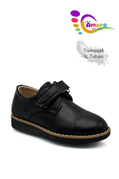 Moda Anna Cırtlı Okul Ayakkabısı Erkek Çocuk Klasik Okul Sünnet Düğün Ayakkabı Siyah