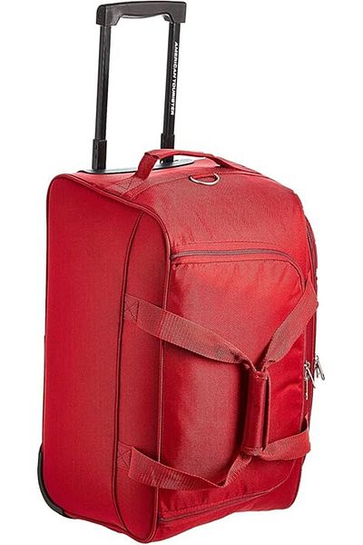 American Tourister حقيبة دافل كوزمو بعجلات باللون الأحمر،