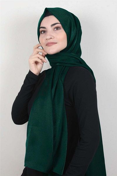 PİRAMİT Emerald Colored Amber Glitter Shawl - 4000-47 Model