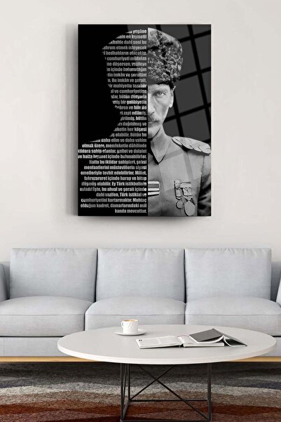 glassartdesign Atatürk ve Gençliğe Hitabe Cam Tablo 2