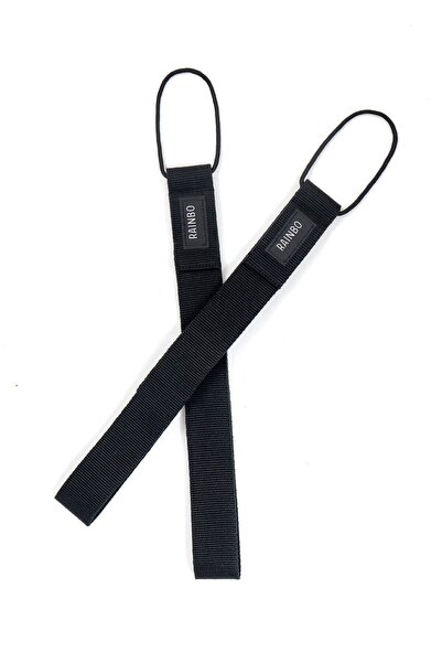 RAINBO Reformer Pilates Için Double Straps Ikili El Ayak Straps'i Düz Siyah Elcik