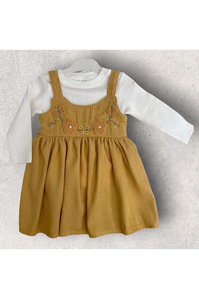 Tosyalı Burak Bebe Velvet Cotton Baby Girl T-shirt - Cotton Gilet Dress