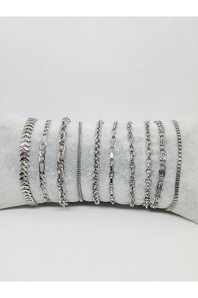 Kusakli مجموعة من 10 أساور فضية