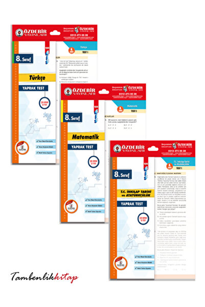 ÖZDEBİR YAYINEVİ 8.Sınıf LGS Türkçe, Matematik, İnkılap Tarihi 3'lü Yaprak Te...