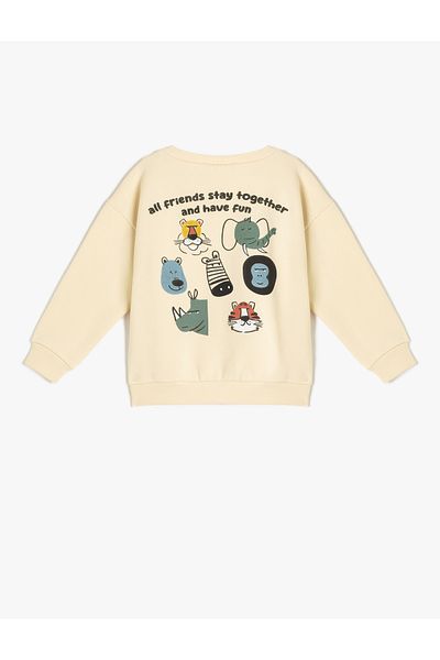 Koton Long Sleeve Crew Neck Raised Sweatshirt - Print Detailed