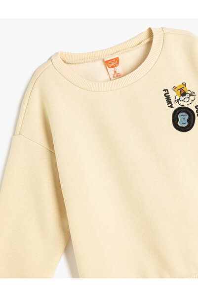 Koton Sweatshirt Baskı Detaylı Uzun Kollu Bisiklet Yaka Şardonlu