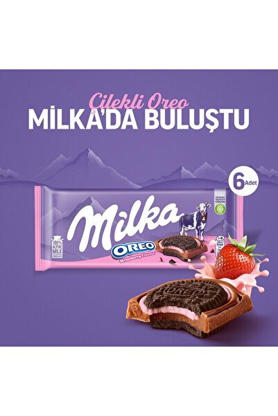 Milka Oreo Sandwich Çilekli Tablet Çikolata 92 gr - 6 Adet