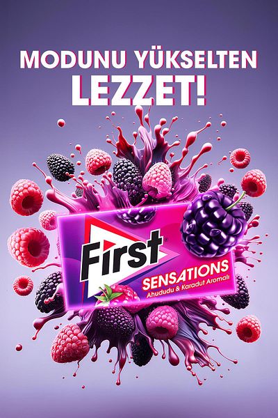 First Sensations Raspberry & Blackberry Flavored Chewing Gum 27 Gr - 12 Pieces