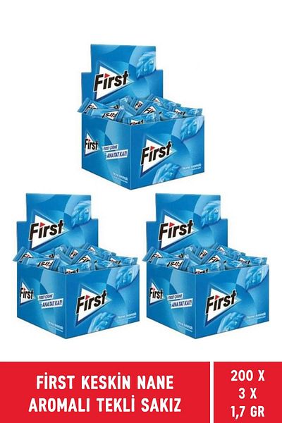First Sharp Mint Flavored Single Chewing Gum 1.7 Gr - 600 Pieces